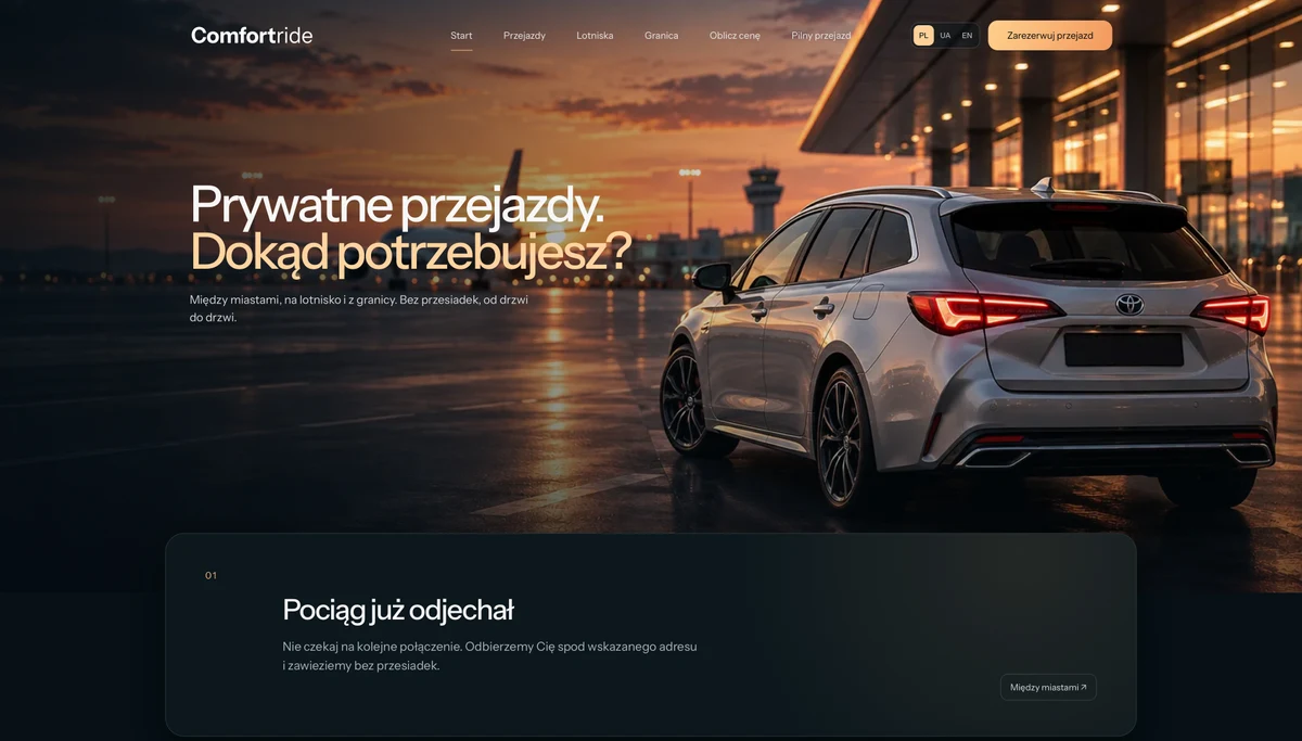 Strona główna Comfortride — podgląd projektu