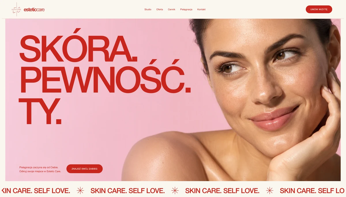 Strona główna Esteticare — podgląd projektu
